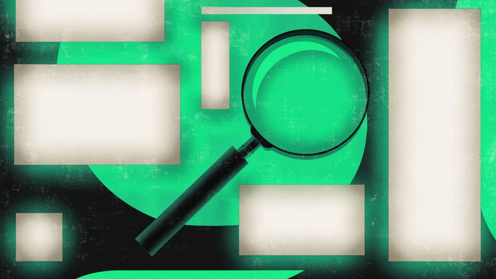 THRIVE illustration: a magnifying glass over abstract data panels